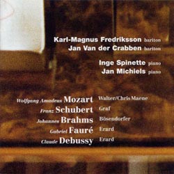 Graphic CD inlay card 'Jan Michiels & Inge Spinette - Mozart Schubert Brahms Fauré Debussy'