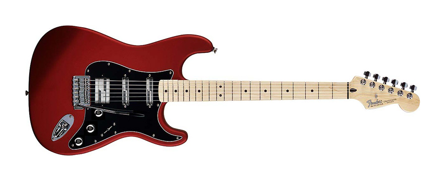 Photo Fender - Standard Stratocaster® Satin - Candy Apple Red MN - 60th Anniversary Edition with Lace Alumitone pickups and chrome hardware