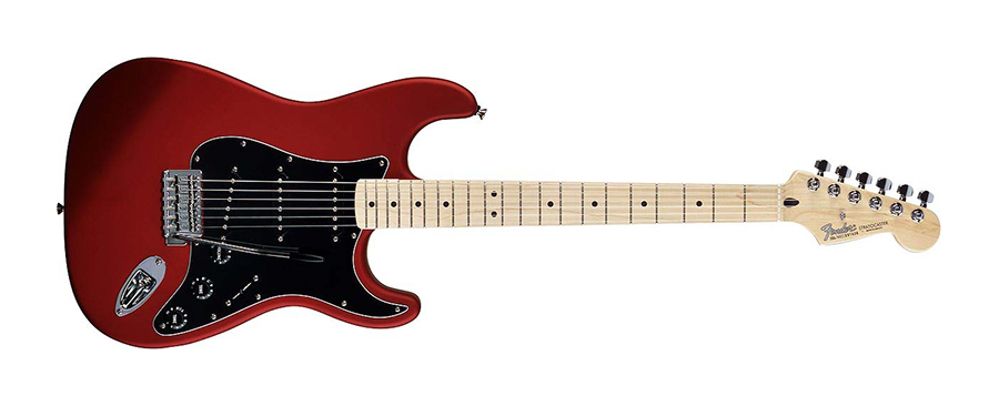 Photo Fender - Standard Stratocaster® Satin - Candy Apple Red MN - 60th Anniversary Edition with Lace Alumitone pickups and chrome hardware